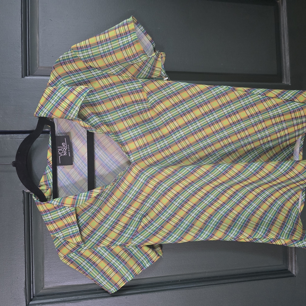 Plaid Yellow and Green Women's Shirt